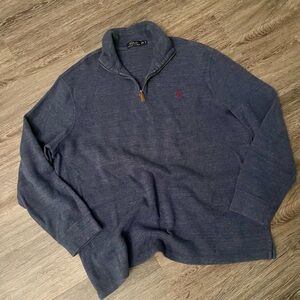 POLO Ralph Lauren | Blue Quarter Zip Sweater Red Logo Comfort Casual